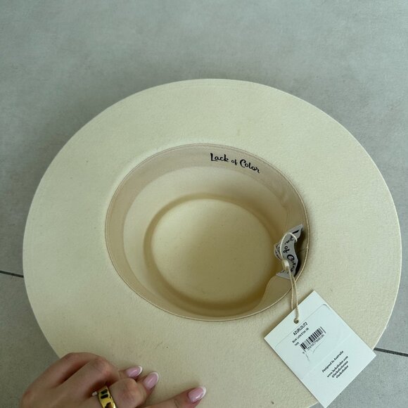 NWT Lack Of Color Azure Lolita Wool Felt Boater Hat In Ivory Wide Brim - Picture 10 of 10